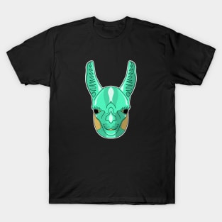 cyan alpaca face cartoon T-Shirt